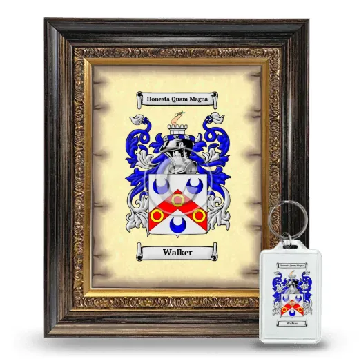 Walker Framed Coat of Arms and Keychain - Heirloom