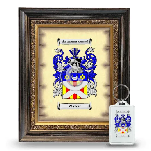 Walker Framed Coat of Arms and Keychain - Heirloom