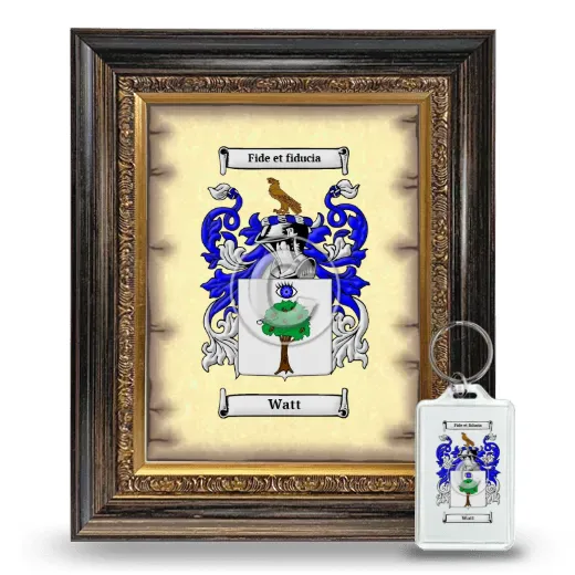 Watt Framed Coat of Arms and Keychain - Heirloom