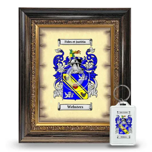 Websters Framed Coat of Arms and Keychain - Heirloom
