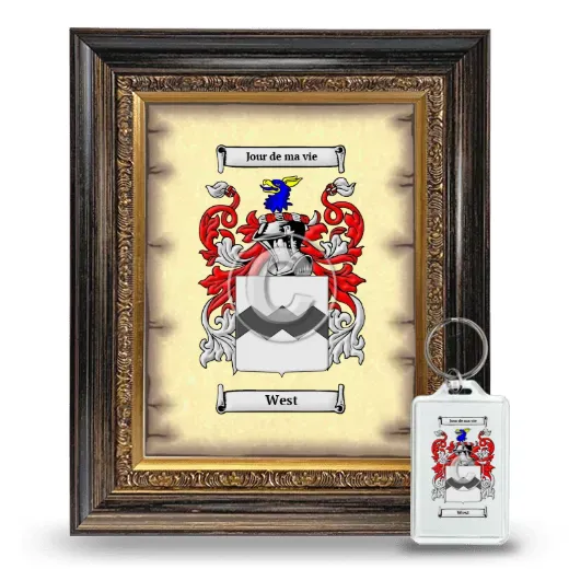 West Framed Coat of Arms and Keychain - Heirloom