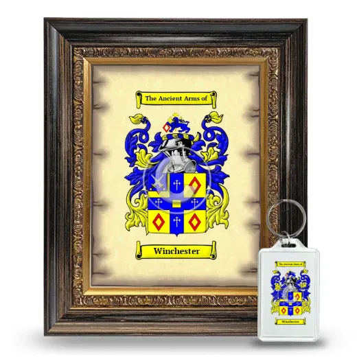Winchester Framed Coat of Arms and Keychain - Heirloom