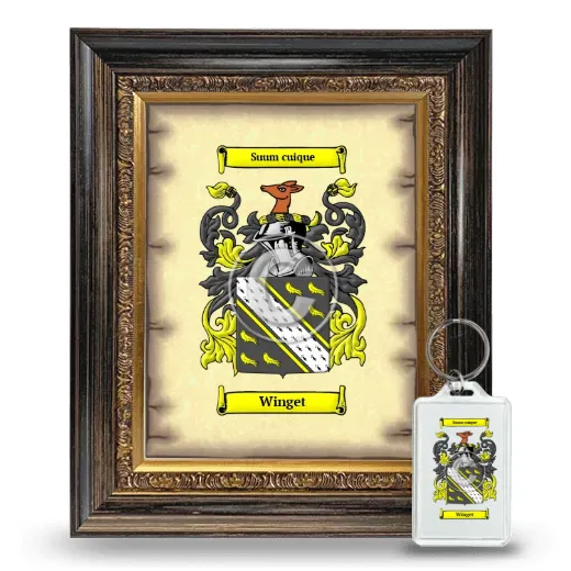 Winget Framed Coat of Arms and Keychain - Heirloom