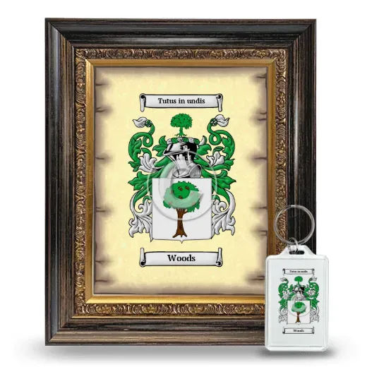 Woods Framed Coat of Arms and Keychain - Heirloom