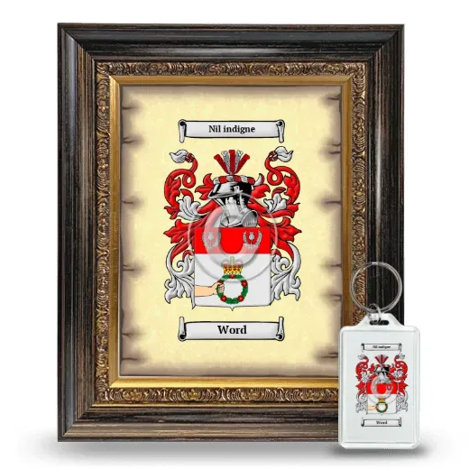 Word Framed Coat of Arms and Keychain - Heirloom