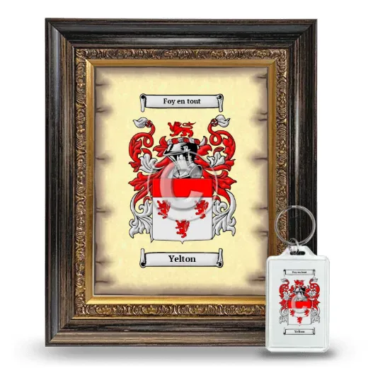 Yelton Framed Coat of Arms and Keychain - Heirloom