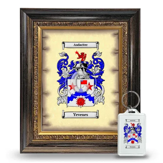 Yevenes Framed Coat of Arms and Keychain - Heirloom
