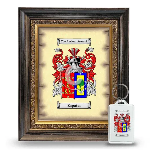 Zapater Framed Coat of Arms and Keychain - Heirloom