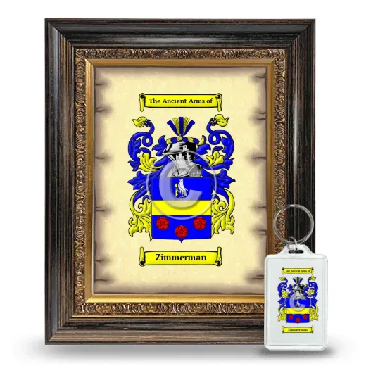 Zimmerman Framed Coat of Arms and Keychain - Heirloom