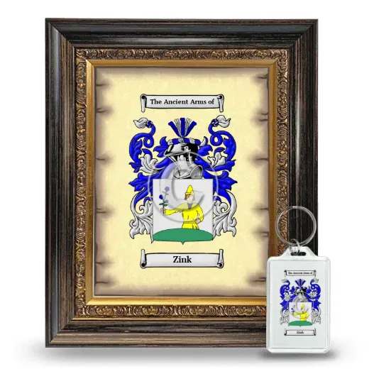 Zink Framed Coat of Arms and Keychain - Heirloom