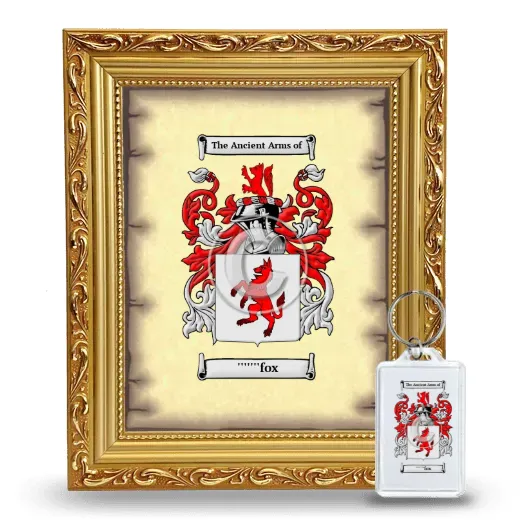 '''''''fox Framed Coat of Arms and Keychain - Gold