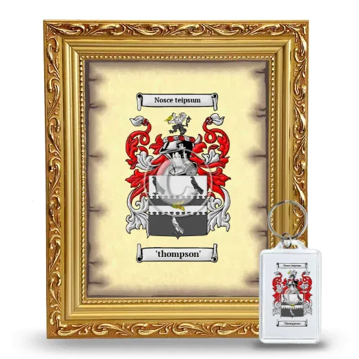 'thompson' Framed Coat of Arms and Keychain - Gold