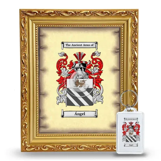 Ángel Framed Coat of Arms and Keychain - Gold