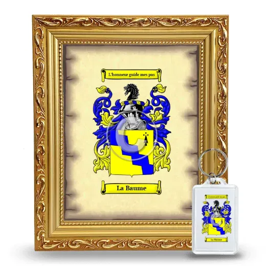 La Baume Framed Coat of Arms and Keychain - Gold