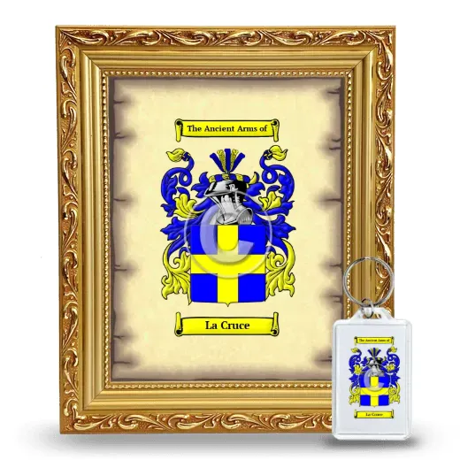 La Cruce Framed Coat of Arms and Keychain - Gold
