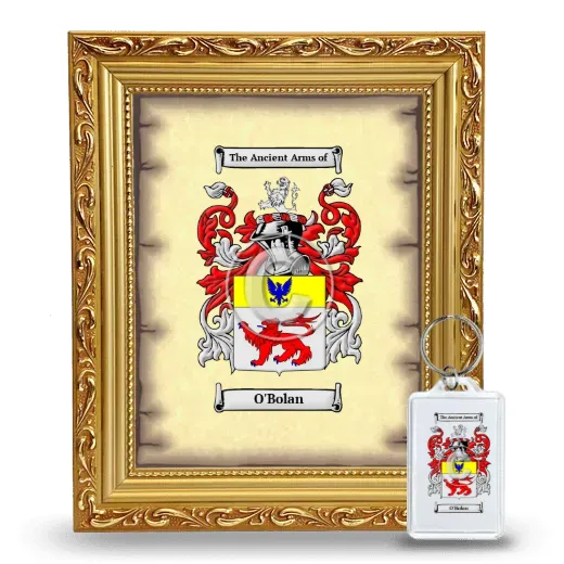 O'Bolan Framed Coat of Arms and Keychain - Gold