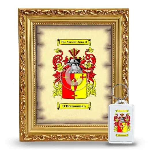 O'Brennaman Framed Coat of Arms and Keychain - Gold