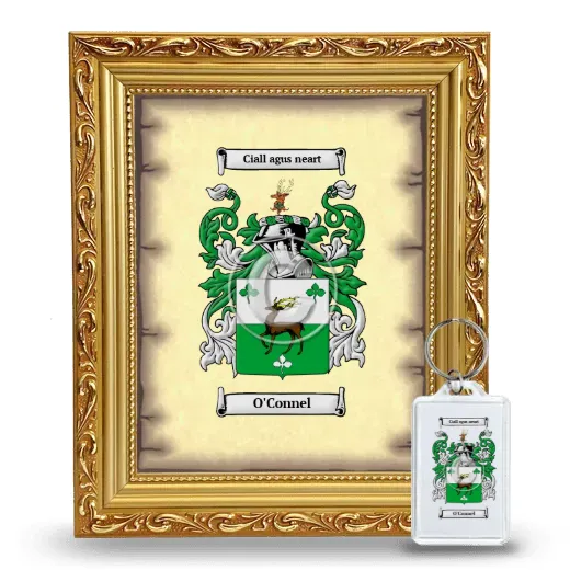 O'Connel Framed Coat of Arms and Keychain - Gold