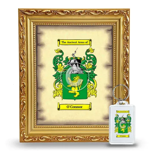 O'Connor Framed Coat of Arms and Keychain - Gold