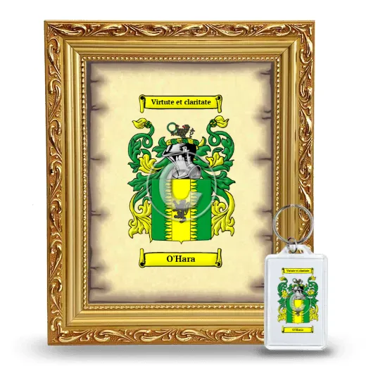 O'Hara Framed Coat of Arms and Keychain - Gold