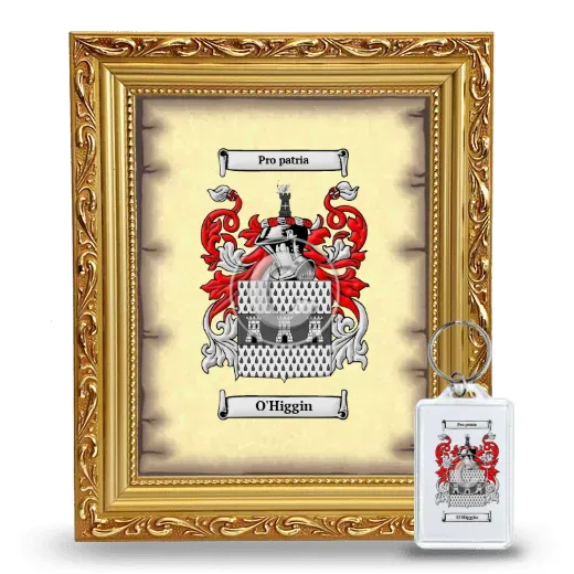 O'Higgin Framed Coat of Arms and Keychain - Gold