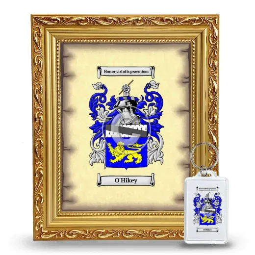 O'Hikey Framed Coat of Arms and Keychain - Gold