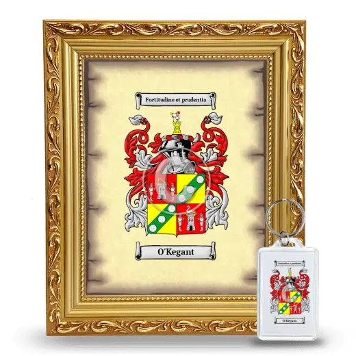 O'Kegant Framed Coat of Arms and Keychain - Gold