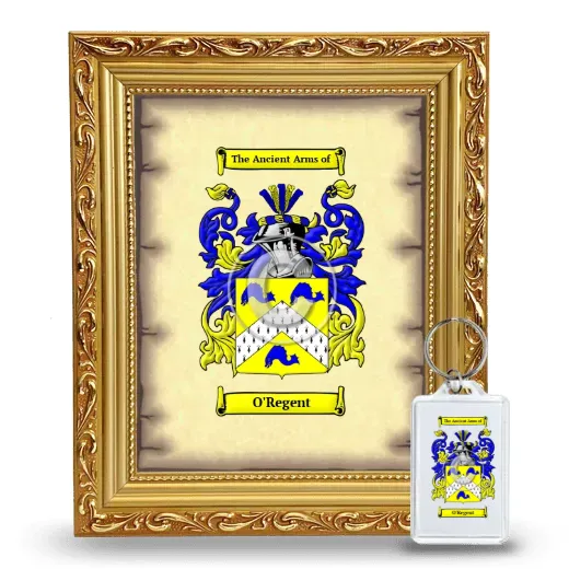 O'Regent Framed Coat of Arms and Keychain - Gold