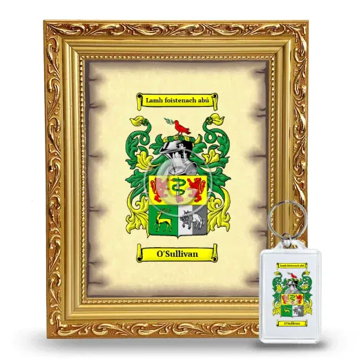 O'Sullivan Framed Coat of Arms and Keychain - Gold