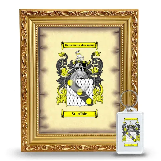 St. Albin Framed Coat of Arms and Keychain - Gold