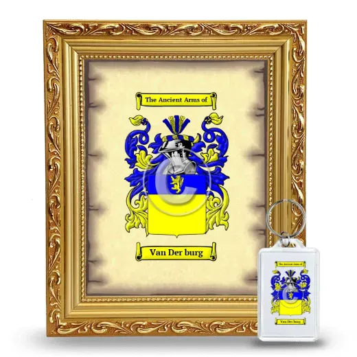 Van Der burg Framed Coat of Arms and Keychain - Gold