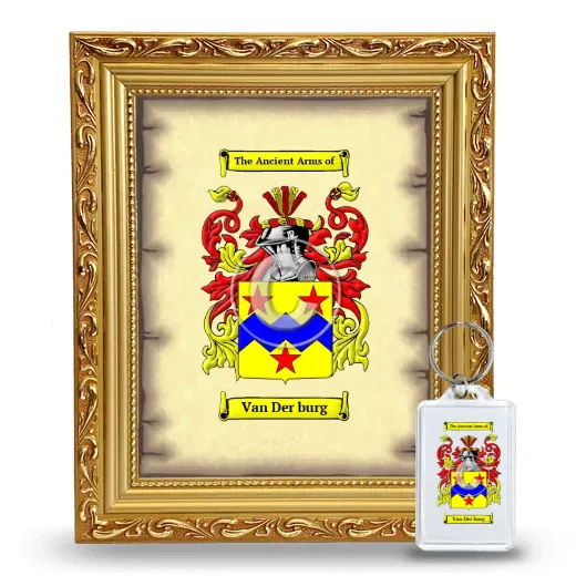 Van Der burg Framed Coat of Arms and Keychain - Gold