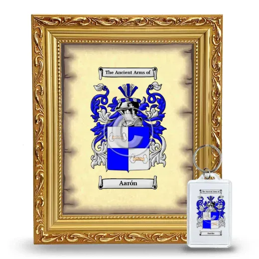 Aarón Framed Coat of Arms and Keychain - Gold