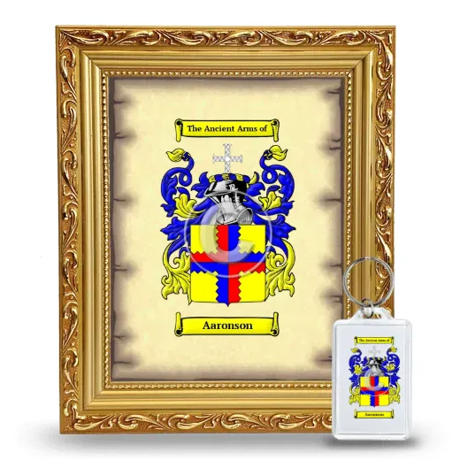 Aaronson Framed Coat of Arms and Keychain - Gold