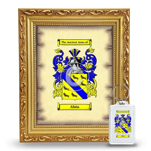 Abán Framed Coat of Arms and Keychain - Gold