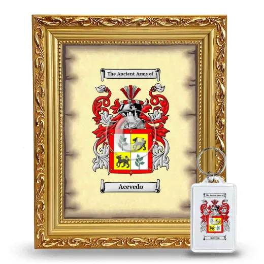 Acevedo Framed Coat of Arms and Keychain - Gold