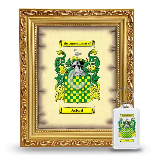 Acford Framed Coat of Arms and Keychain - Gold