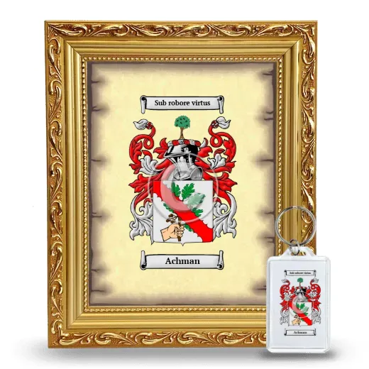 Achman Framed Coat of Arms and Keychain - Gold