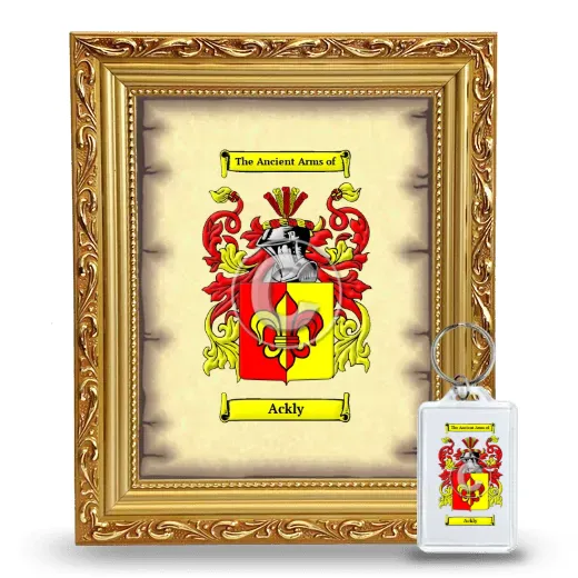 Ackly Framed Coat of Arms and Keychain - Gold