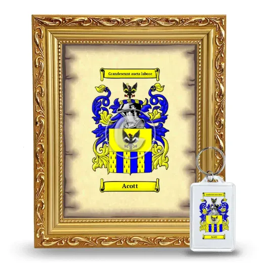 Acott Framed Coat of Arms and Keychain - Gold