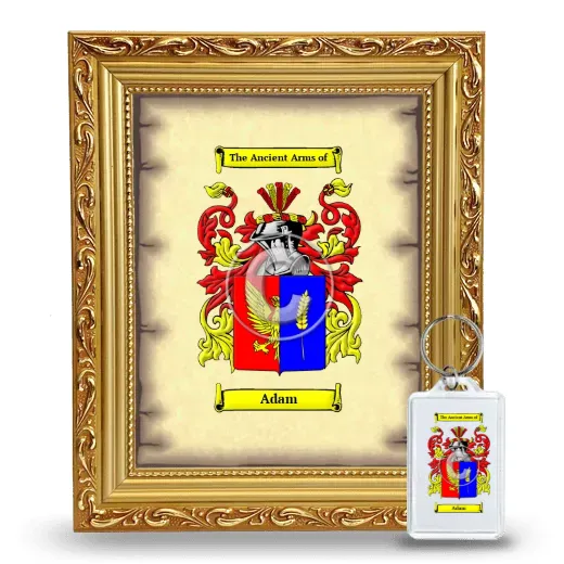 Adam Framed Coat of Arms and Keychain - Gold