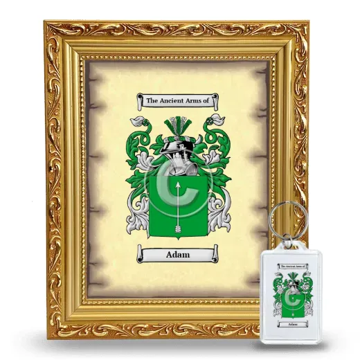 Adam Framed Coat of Arms and Keychain - Gold