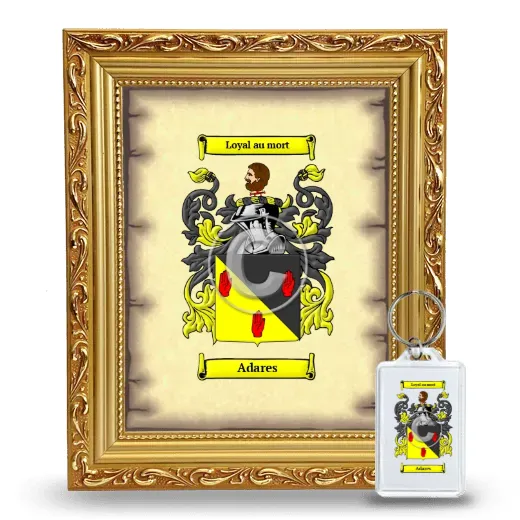 Adares Framed Coat of Arms and Keychain - Gold