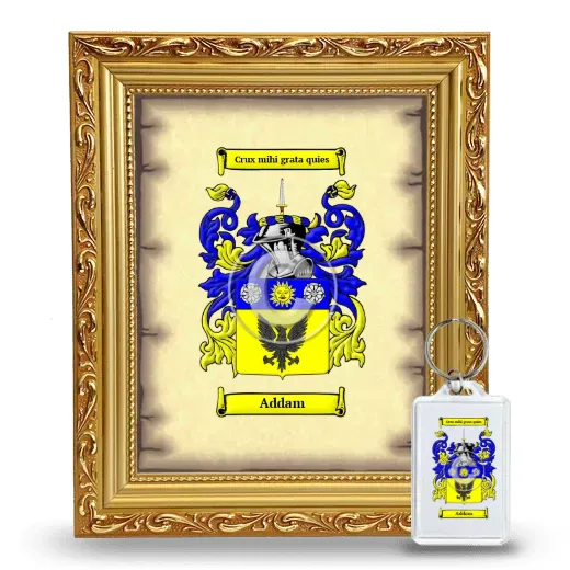 Addam Framed Coat of Arms and Keychain - Gold