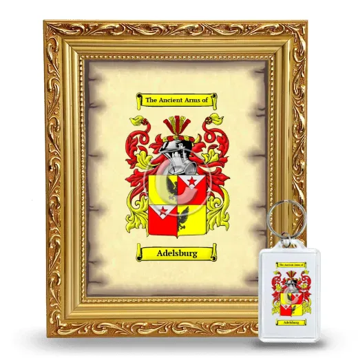 Adelsburg Framed Coat of Arms and Keychain - Gold