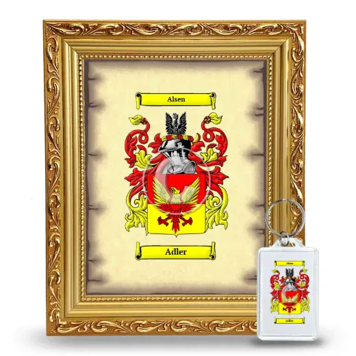 Adler Framed Coat of Arms and Keychain - Gold