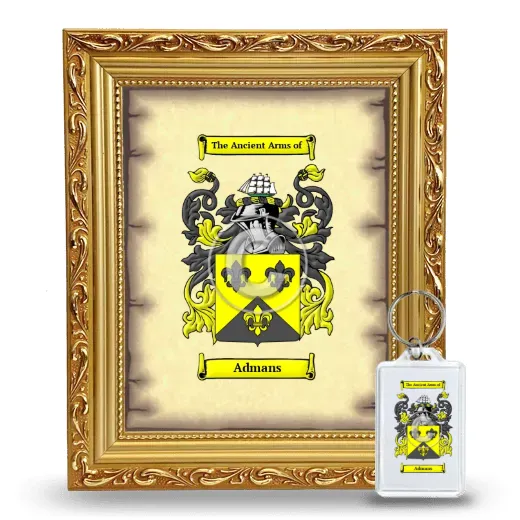Admans Framed Coat of Arms and Keychain - Gold