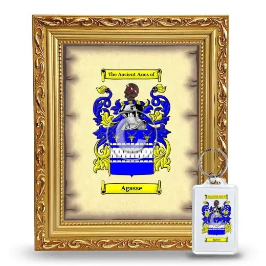 Agasse Framed Coat of Arms and Keychain - Gold