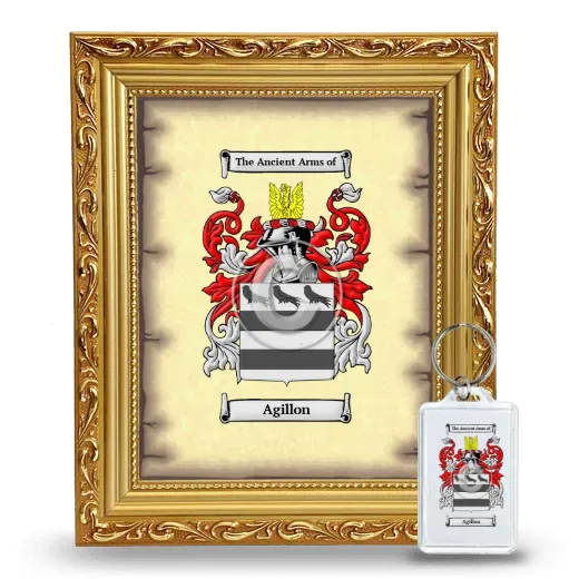 Agillon Framed Coat of Arms and Keychain - Gold