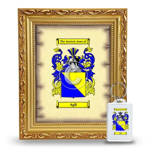 Agli Framed Coat of Arms and Keychain - Gold
